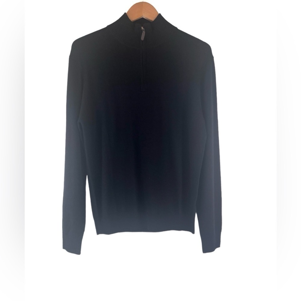 New Quincy Men Australian Wool Quarter Zip Sweater Black Size M